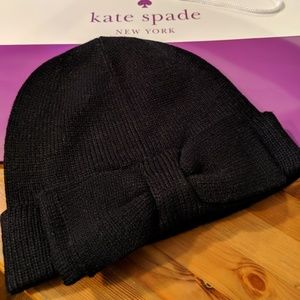 NWT KATE SPADE BEANIE BOW HAT-BLACK